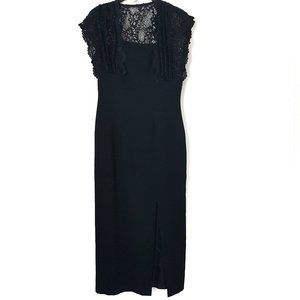 Carole Little Black Slit Midi Dress, Size 4